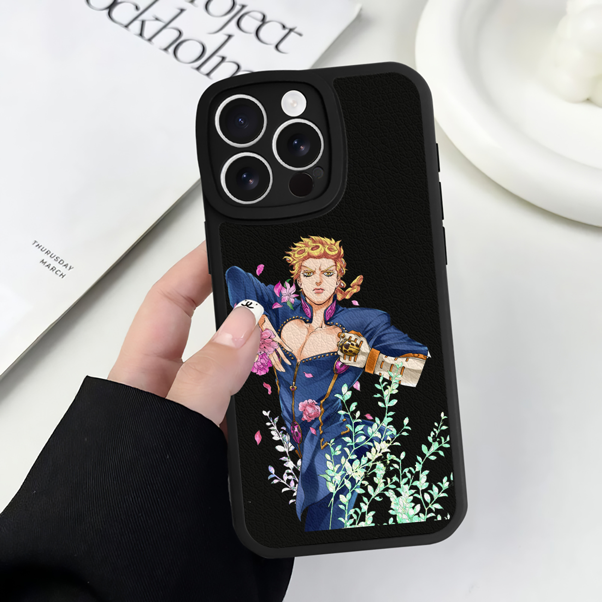 （画像用） ジョジョの奇妙な冒険 ジョルノ?ジョバァーナ JoJo's Bizarre Adventure Giorno Giovanna 【iPhone 16シリーズ対応】シリコンスマホケース（レザー調） 材質：シリコン